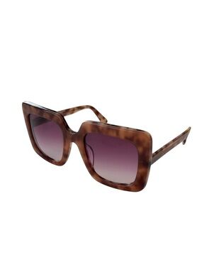 DIFF Eyewear Sasha Women’s Oversized Tortoise Square Sunglasses Purple Lenses
